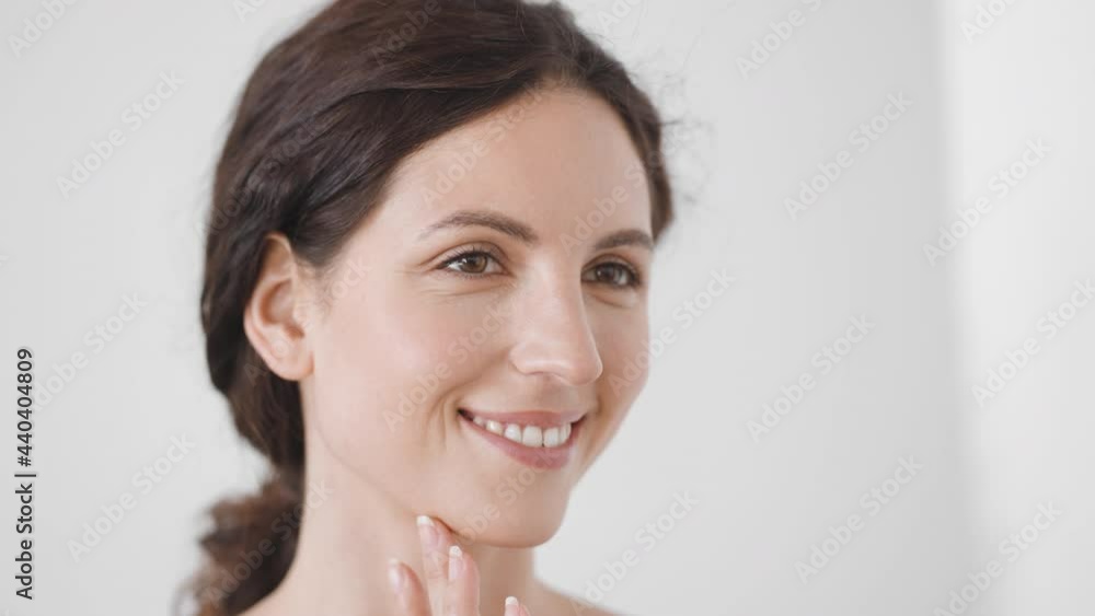 Beautiful woman brunette healthy skin natural make up healthy teeth smile female Beautiful woman brunette healthy skin natural make up healthy teeth smile female