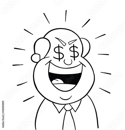 Cartoon boss man greedy, vector illustration