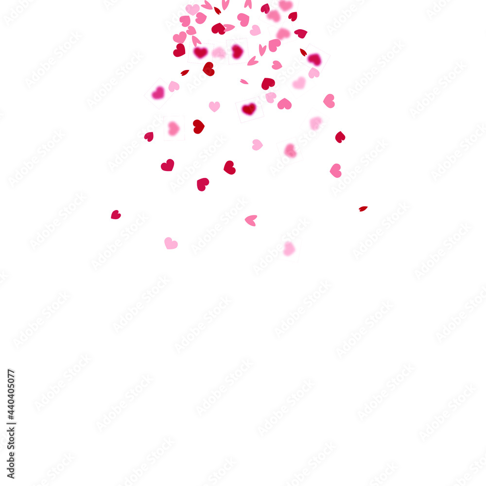 Heart Confetti Background. Love Signs. Red on White