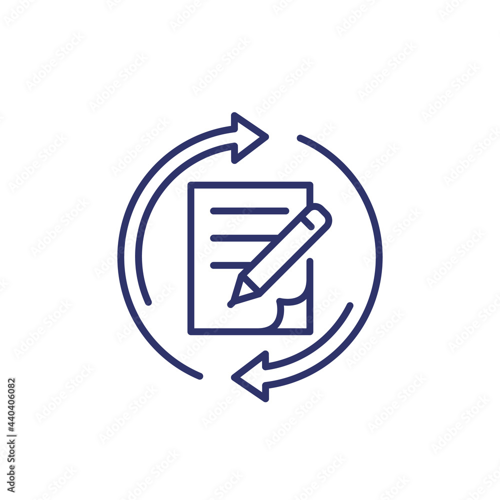Εκτύπωση καμβά rewrite, edit line icon on white