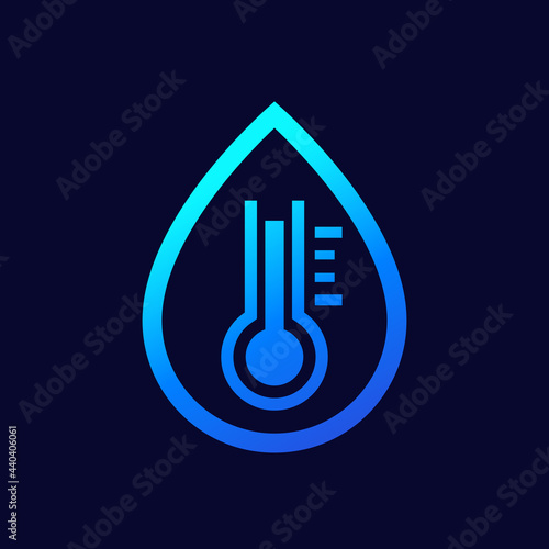 water temperature icon with thermometer, vector