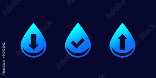 water level icons, low, normal and high