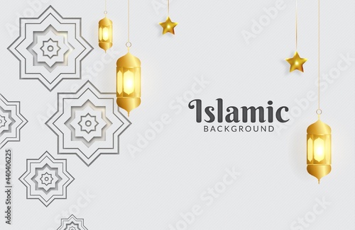 islamic background with golden lantern and star