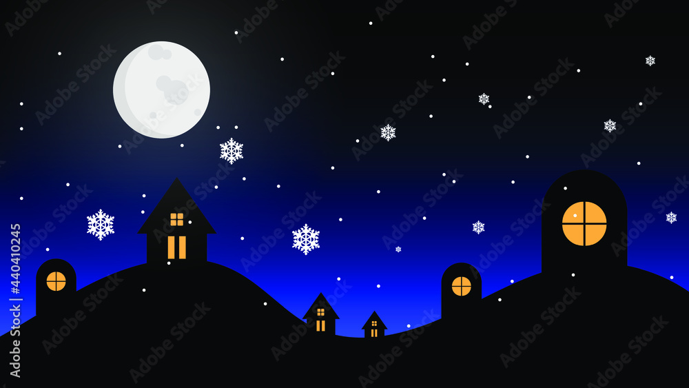 Landscape with snow-filled areas.abstract pastel paper cut illustration of winter landscape with cloud.Happy New Year and Merry Christmas background.Vintage town at night.Bright moon and shooting star Landscape with snow-filled areas.abstract pastel paper cut illustration of winter landscape with cloud.Happy New Year and Merry Christmas background.Vintage town at night.Bright moon and shooting star