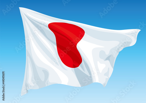 青空にはためく日本の国旗　日の丸