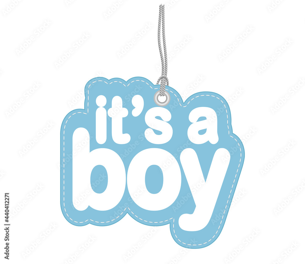 It’s a boy blue tag label, vector illustration Stock Vector | Adobe Stock