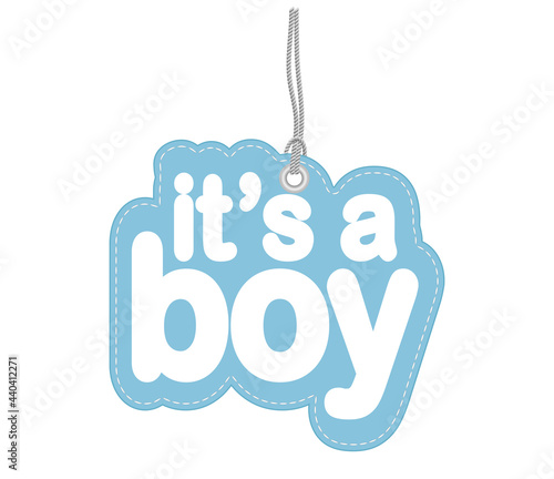 It’s a boy blue tag label, vector illustration