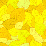 Seamless pattern of autumn linden leaves. Background consisting of yellow leaves.