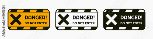 Signs warning of the danger - fire, high voltage, toxic, temperature. Caution Warning Sign Sticker. Editable vector stroke. Set of warning signs for attention and caution. Danger notice vector