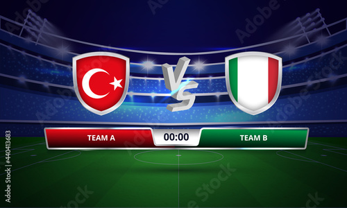 Euro cup Scoreboard broadcast Turkey vs Italy photo