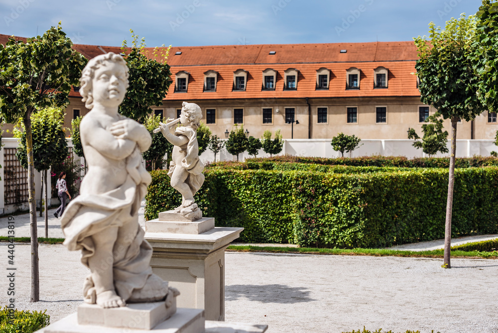 Statues in Courtyard of Baroque Garden