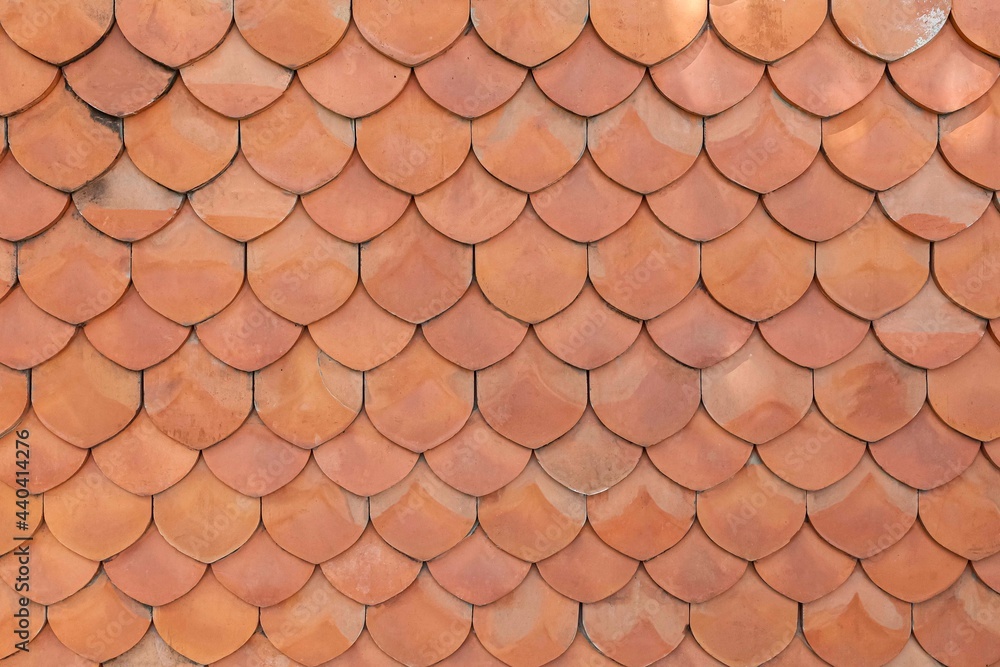 Brown terra cotta roof tiles texture and background seamless - obrazy, fototapety, plakaty 