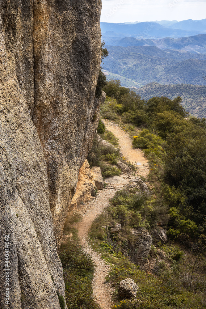 Path Across the Cliffs in Montsant Natural Park, Priorat, Catalonia Path Across the Cliffs in Montsant Natural Park, Priorat, Catalonia