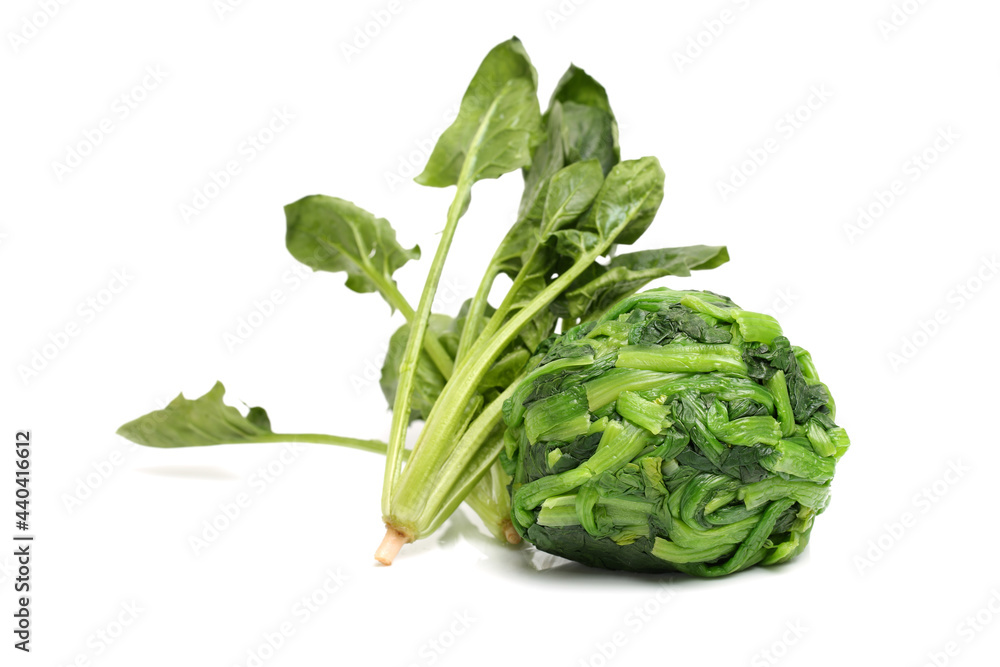 Boiled spinach on the white background Boiled spinach on the white background