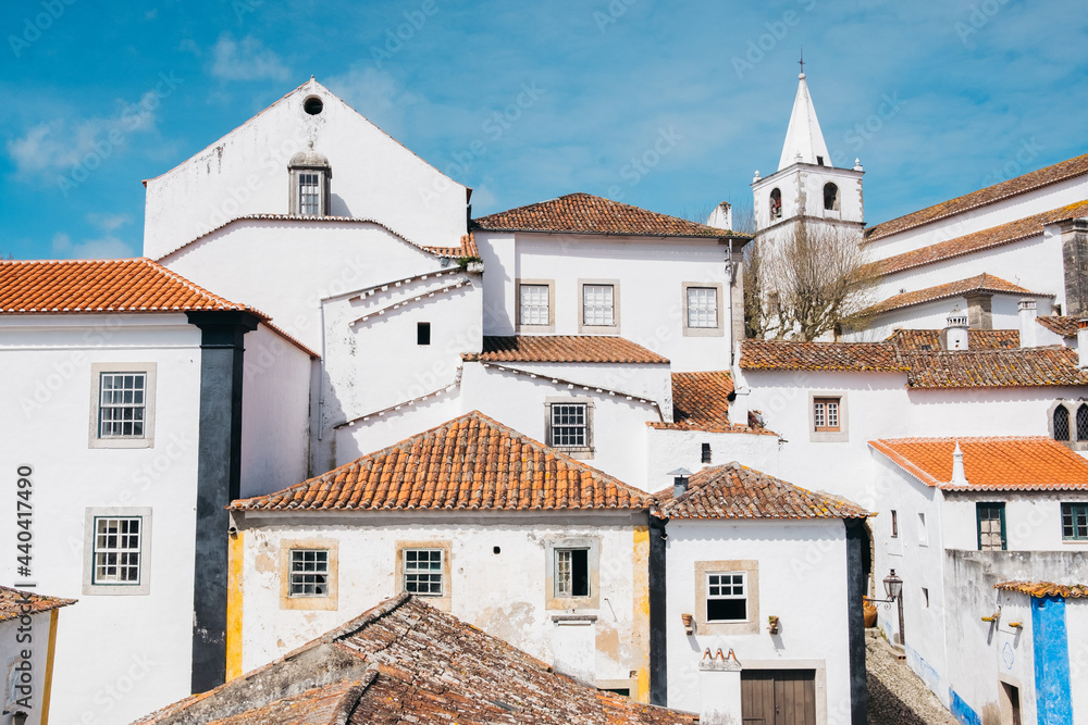 A picturesque view of the medieval town of Óbidos in Portugal