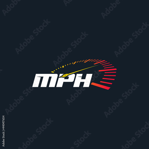 miles per hour or mph typography logo