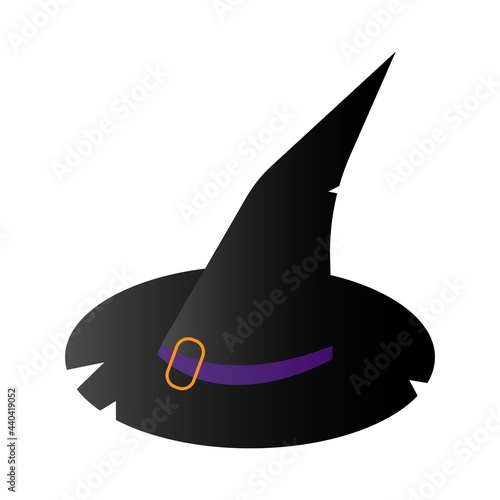  Vector illustration of witch hat in flat style