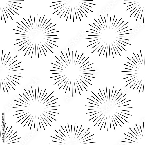 Celebration seamless pattern. Radiant abstract firework. Circular pattern. Pop art round halftone. 