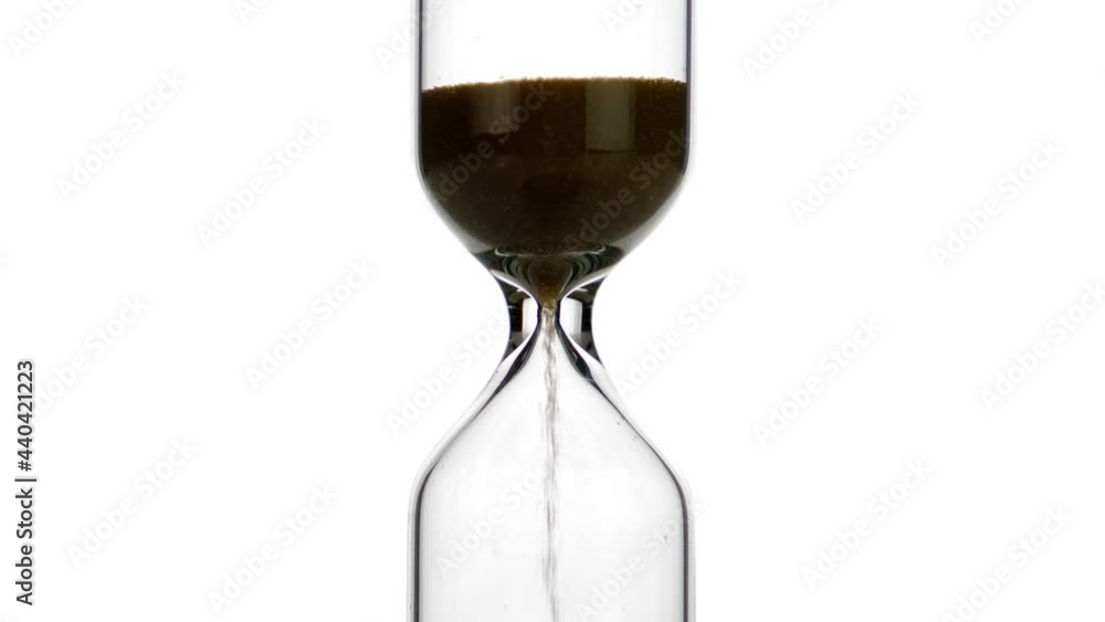 Sandglass isolated on white background. Time is running. Hourglass with falling grain Sandglass isolated on white background. Time is running. Hourglass with falling grain