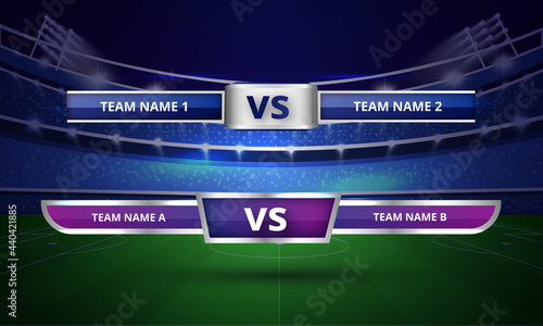 Team A  vs Team B match scoreboard broadcast  vector photo