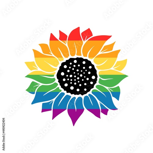 Colorful LGBTQ pride symbols set with flag, rainbow, hearts, lips, eyes, sunflower, quotes, woman isolated on white background. Vector flat illustration. Design for banner, poster, greeting card