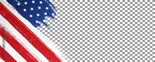 American flag with brush paint textured isolated  on png or transparent  background,Symbols of USA , template for banner,card,advertising ,promote,ads, web design, magazine, news paper,vector