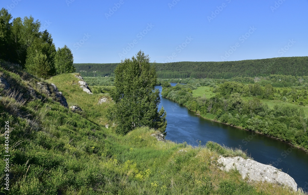 Panorama of the Sylva River from the top of Mount Grekhovskaya