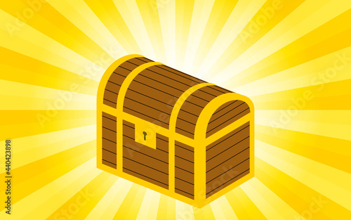 鍵のかかった宝箱　キラキラの集中線背景