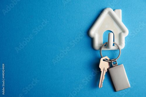 house key on the blue background