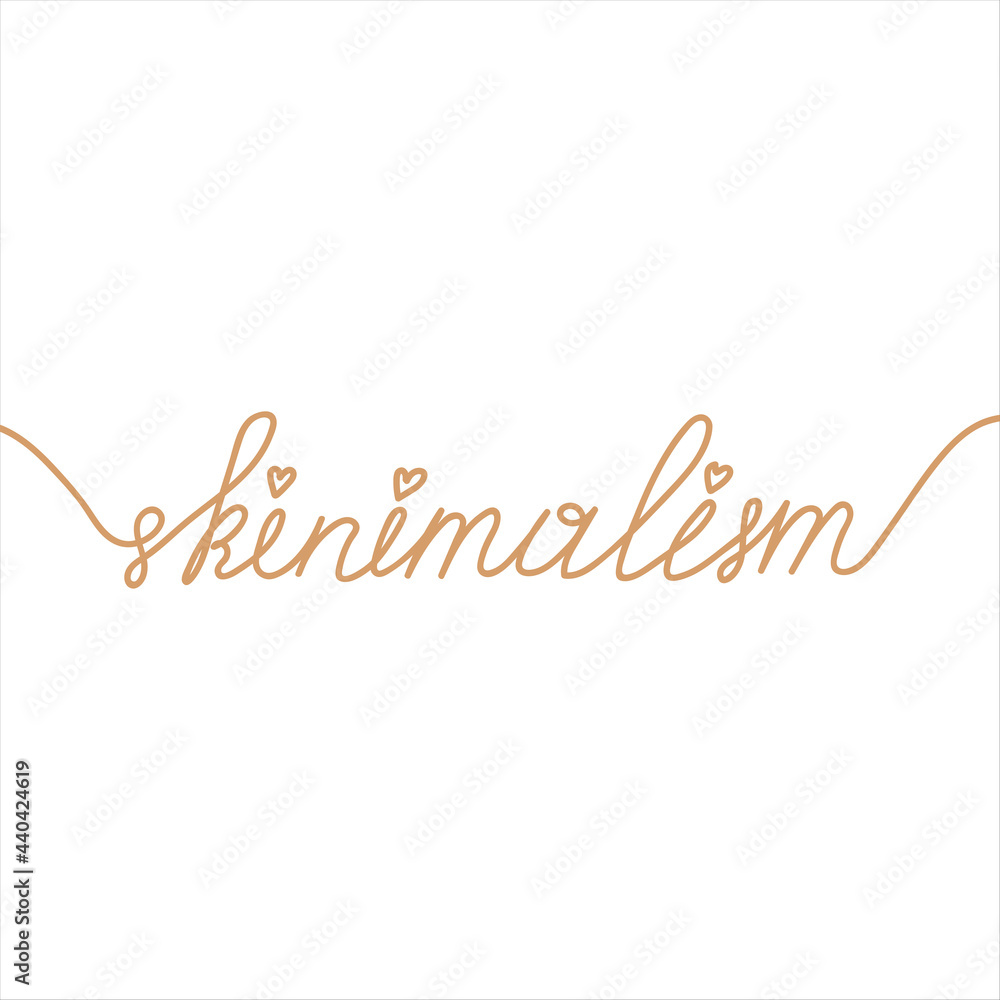 Skinimalism lettering on a white background. The motto of natural beauty, natural self-care. Lifestyle. Logo, postcard.