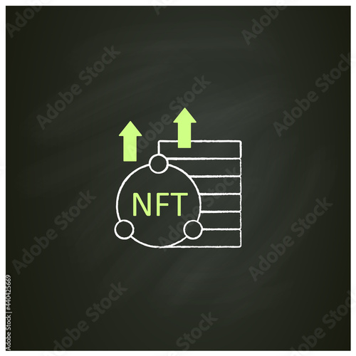 NFT asset chalk icon. Unique digital assets. Growth. Cryptocurrency concept. Isolated vector illustration on chalkboard 