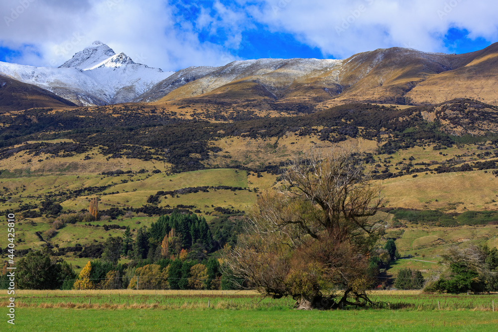 Mountainous rural landscape in the South Island of New Zealand