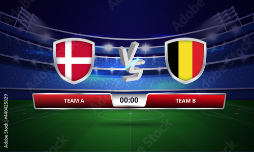 Euro cup Scoreboard broadcast Denmark vs Belgium photo