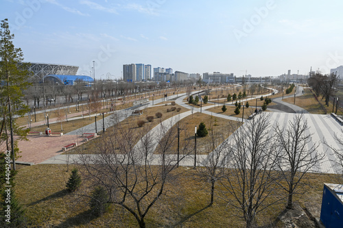 The park of Stalingrad widows in Volgograd, which is located opposite the central stadium at the foot of Mamaev Kurgan