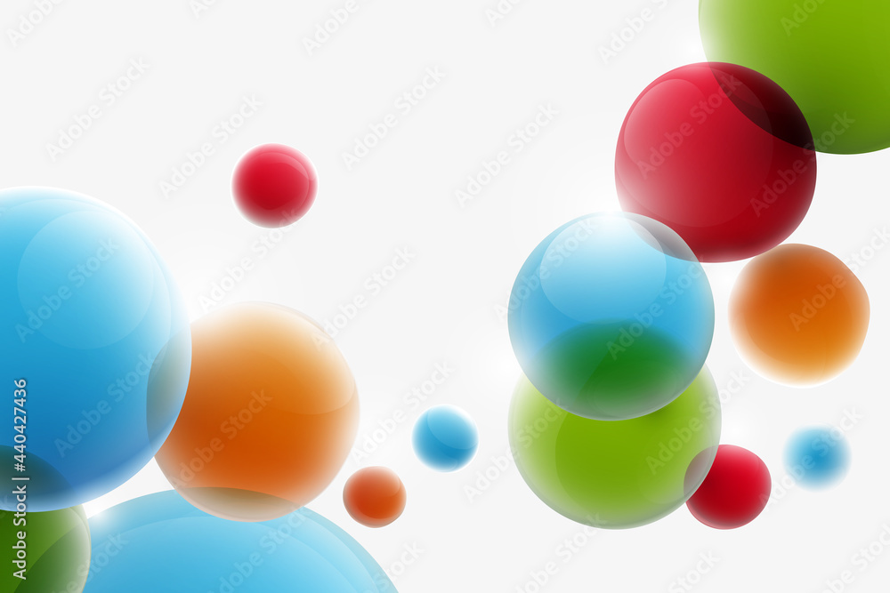 Abstract colorful funny bubbles floating in the air. Vector illustration
