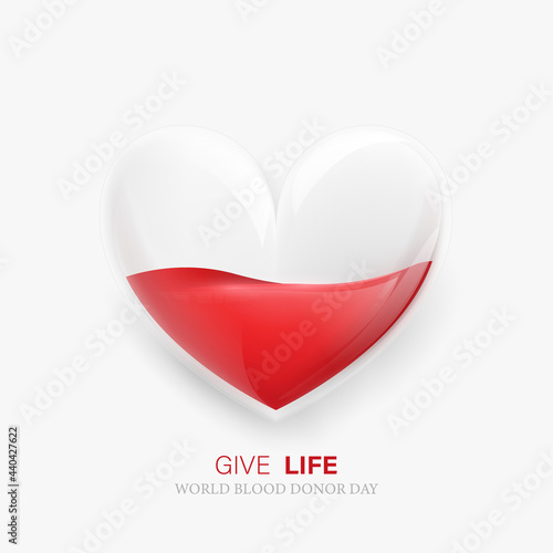 World blood donor day. blood transferring Heart bag concept. Vector illustration