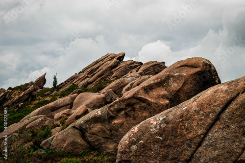 Rocks in the mountains with an overcast sky
