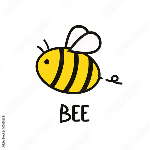 Bee logo design. Bee vector. bee cartoon character design. free space for text.