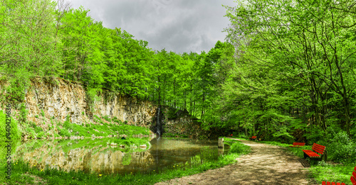 Wasserspiegelung in einem schönen Waldsee