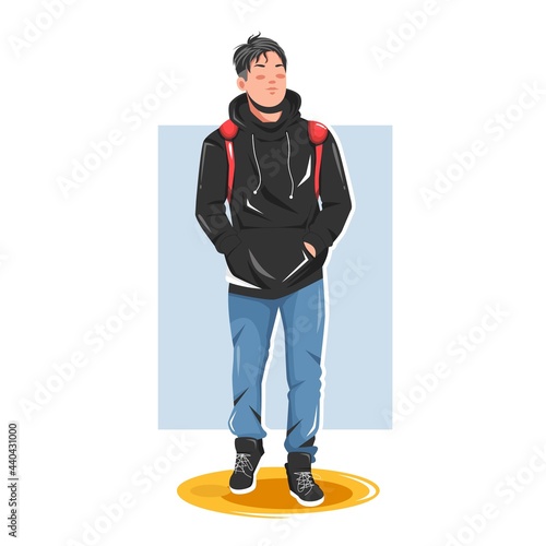 man posing in stylish outfits illustration