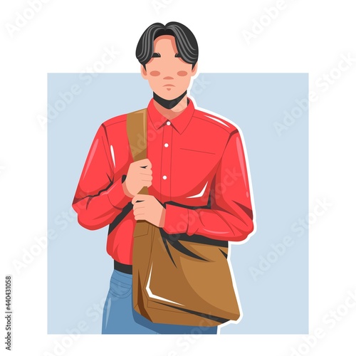 young student posing flat vector illustration