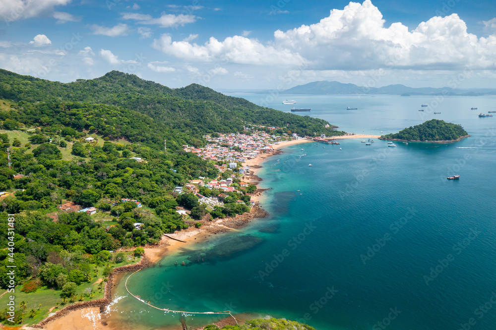 Taboga Island Aerial View. Tropical island located  in the Pacific near Panama City,Panama.