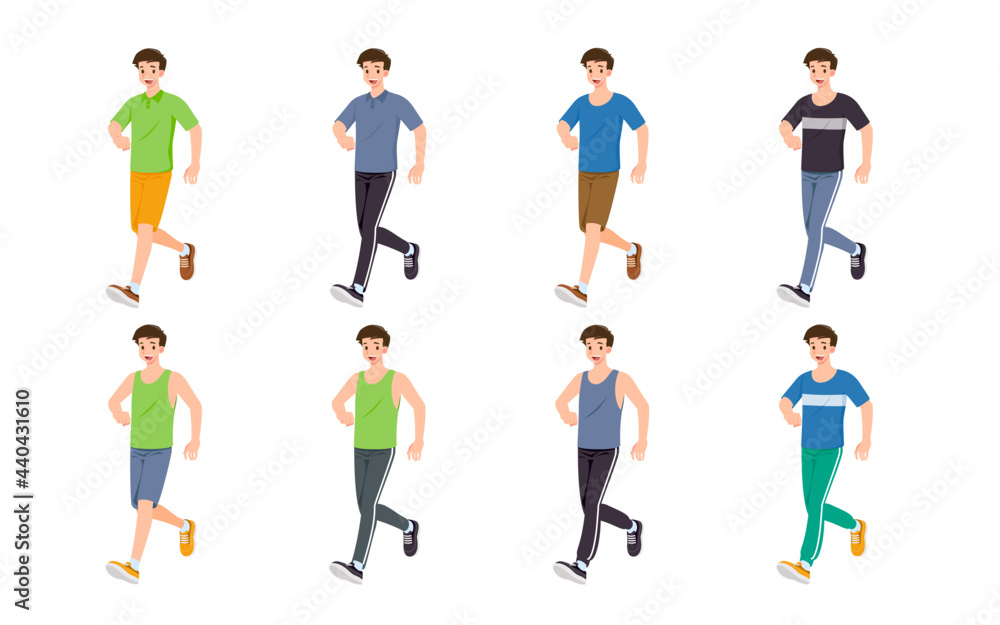 Flat design concept of man with different poses, presenting process gestures and actions. Vector cartoon character design set. Flat design concept of man with different poses, presenting process gestures and actions. Vector cartoon character design set.