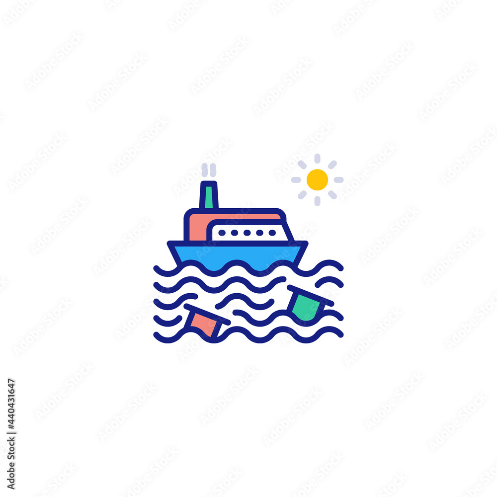 Fototapeta premium Oil In The Sea icon in vector. Logotype