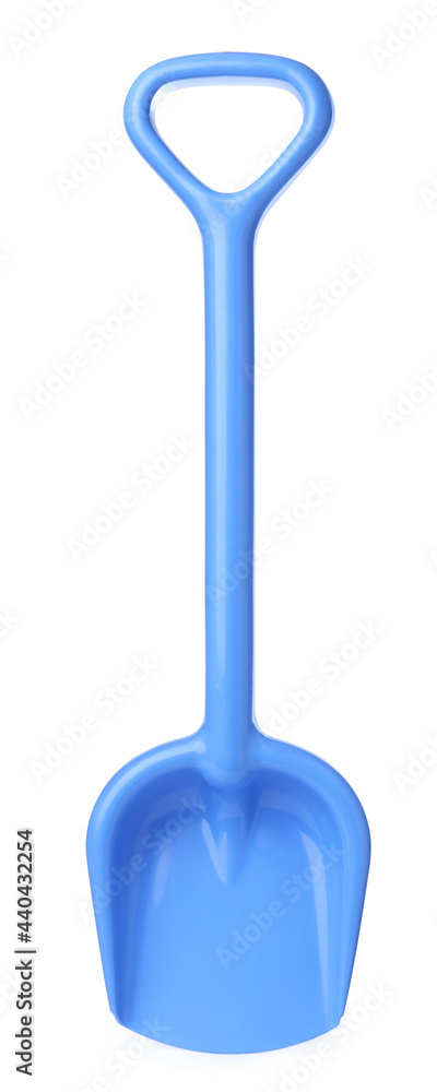 Light blue plastic toy shovel isolated on white Light blue plastic toy shovel isolated on white