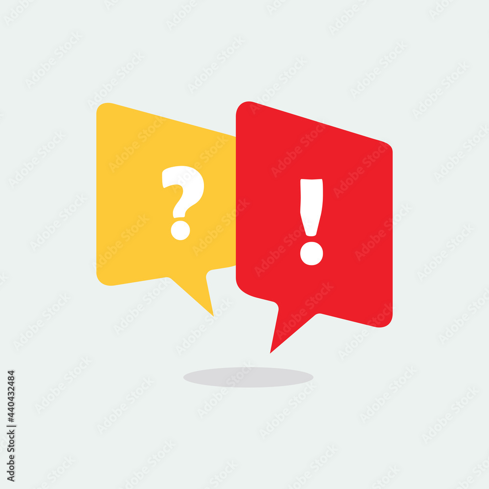 Chat speech message bubbles with question and exclamation marks. Stock vector illustration isolated on white background. Chat speech message bubbles with question and exclamation marks. Stock vector illustration isolated on white background.