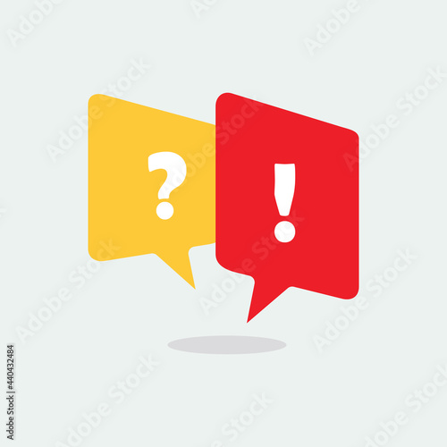 Chat speech message bubbles with question and exclamation marks. Stock vector illustration isolated on white background.