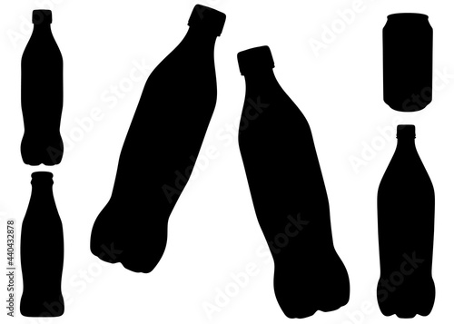 Soda water bottles in the set. Vector image.