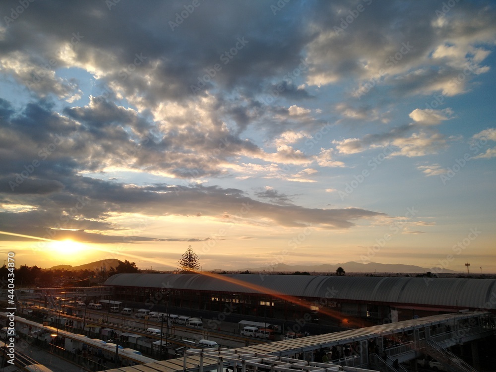 railway in sunset