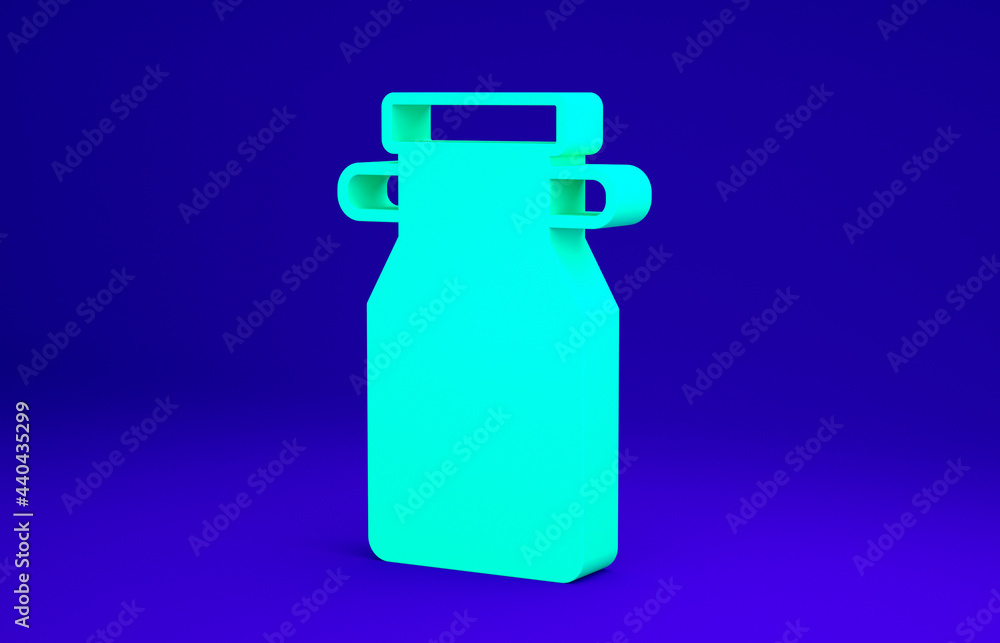 Green Can container for milk icon isolated on blue background. Minimalism concept. 3d illustration 3D render Green Can container for milk icon isolated on blue background. Minimalism concept. 3d illustration 3D render